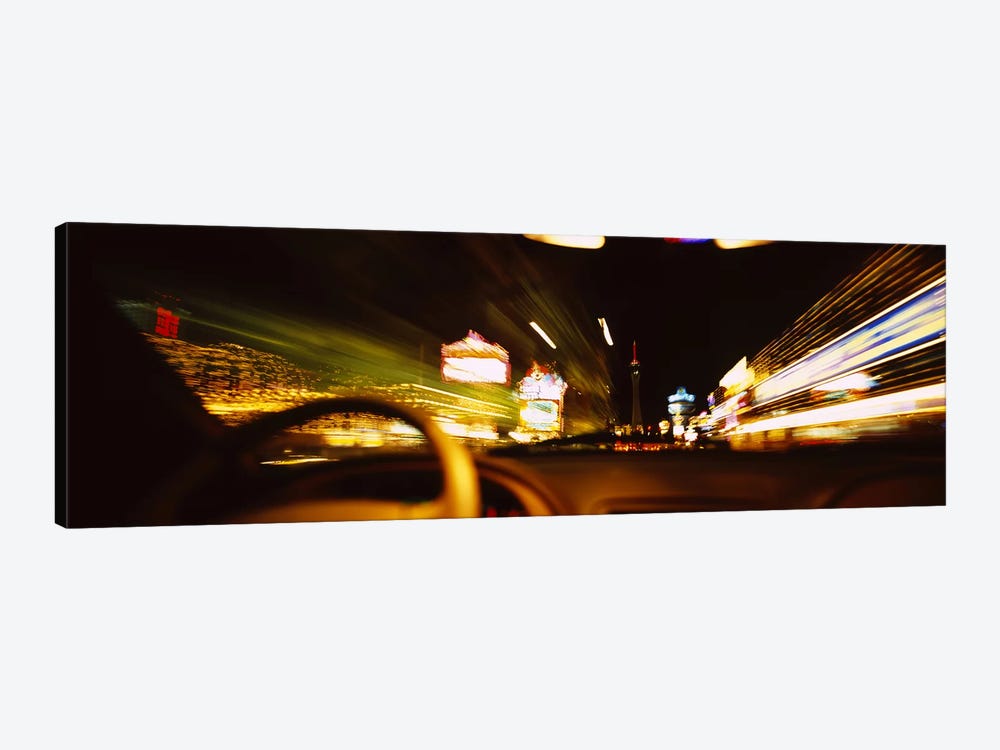 Car on a road at night, Las Vegas, Nevada, USA by Panoramic Images 1-piece Canvas Art Print
