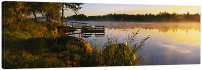 Foggy Morning Along The Vuoksi River, Imatra, Finland Canvas Art Print - Finland