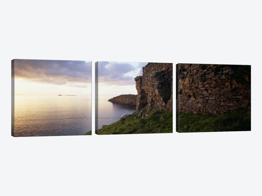 Duntulm Castle Ruins & Tulm Island, Trotternish, Isle Of Skye, Scotland by Panoramic Images 3-piece Canvas Wall Art