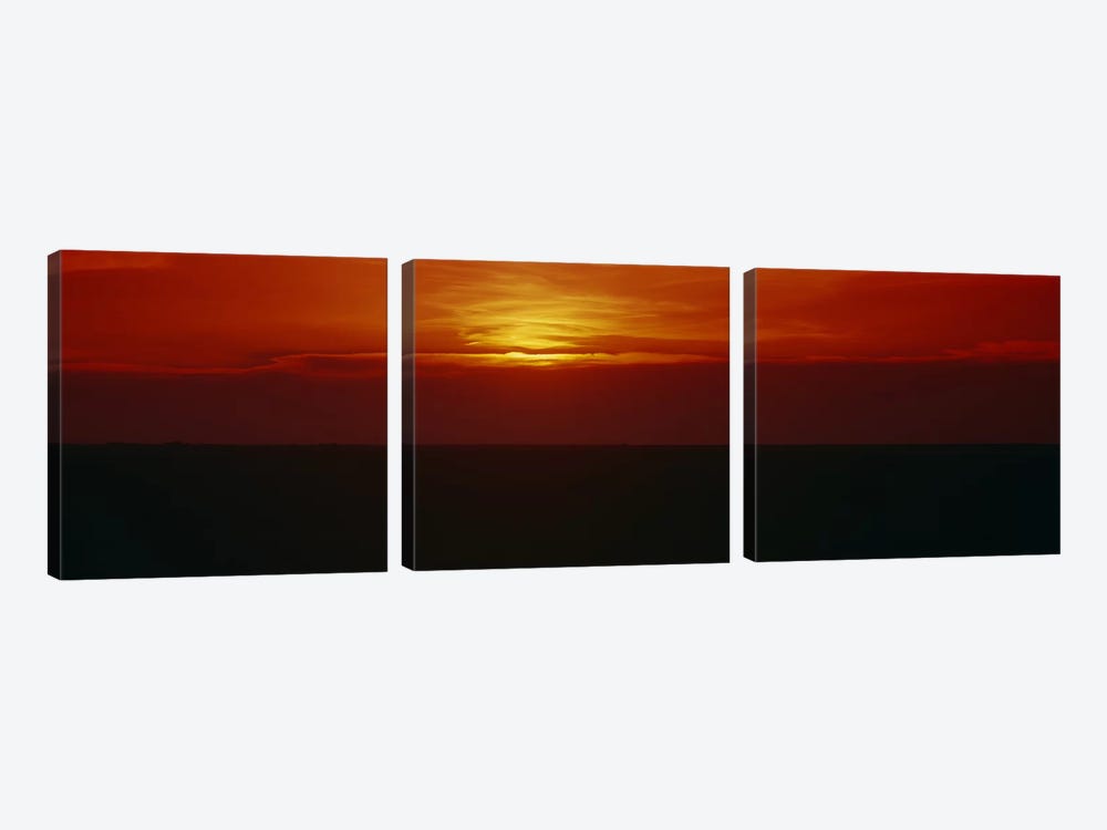 Magnificent Red Sunset, Carson County, Texas, USA by Panoramic Images 3-piece Canvas Wall Art
