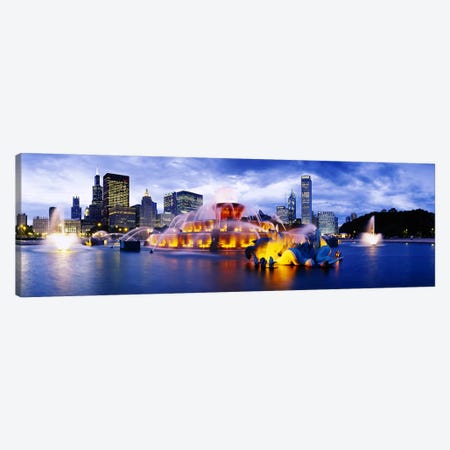 Fountain lit up at dusk, Buckingham Fountain, Grant Park, Chicago, Illinois, USA Canvas Print #PIM6323} by Panoramic Images Canvas Art Print