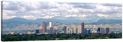 Clouds over skyline and mountains, Denver, Colorado, USA Canvas Art Print