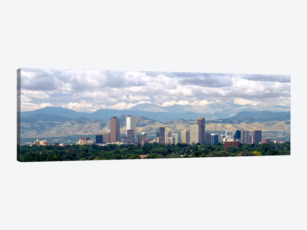 Clouds over skyline and mountains, Denver, Colorado, USA by Panoramic Images 1-piece Canvas Art