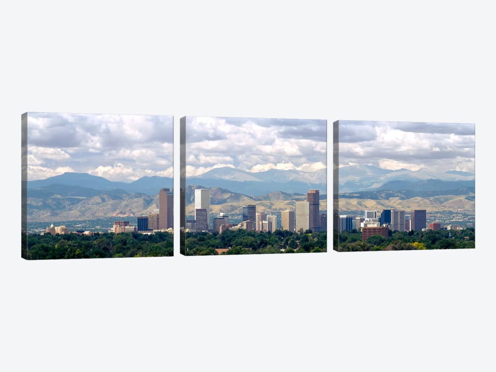 Clouds over skyline and mountains, Denver, Colorado, USA by Panoramic Images 3-piece Canvas Artwork