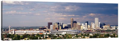 Skyline with Invesco Stadium, Denver, Colorado, USA Canvas Art Print - Stadium Art