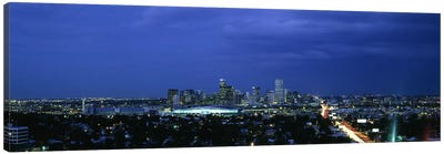 High angle view of a city, Denver, Colorado, USA #2 Canvas Art Print - Night Sky Art