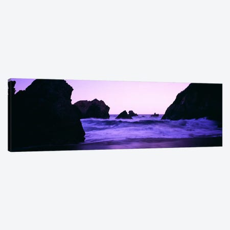Crashing Waves Under A Purple Dusk, Santa Cruz Coast, California, USA Canvas Print #PIM6339} by Panoramic Images Canvas Wall Art