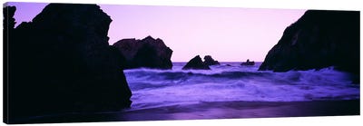 Crashing Waves Under A Purple Dusk, Santa Cruz Coast, California, USA Canvas Art Print