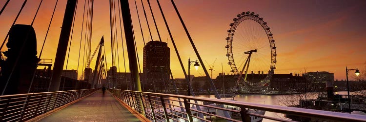 London Eye (Millenium Wheel) And South Bank As Seen From Golden Jubilee Bridge, Lambeth, London, England