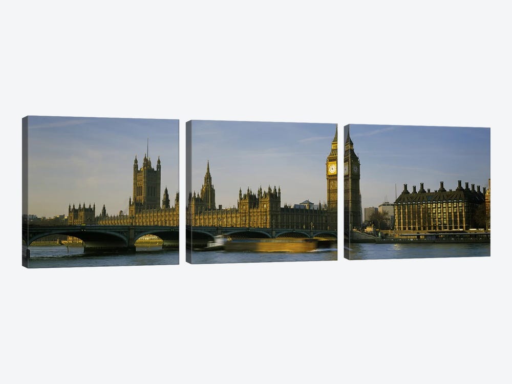 Palace Of Westminster, Westminster Bridge & Portcullis House, London, England by Panoramic Images 3-piece Canvas Wall Art