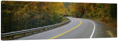 Winding Road Through An Autumn Forest Landscape, New Hampshire, USA Canvas Art Print - New Hampshire Art