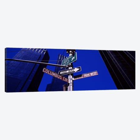 Low angle view of a street name sign, Columbus Circle, Manhattan, New York City, New York State, USA Canvas Print #PIM6361} by Panoramic Images Canvas Art Print