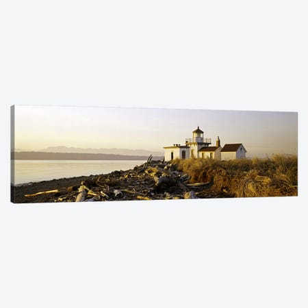 Lighthouse on the beach, West Point Lighthouse, Seattle, King County, Washington State, USA Canvas Print #PIM6366} by Panoramic Images Canvas Artwork