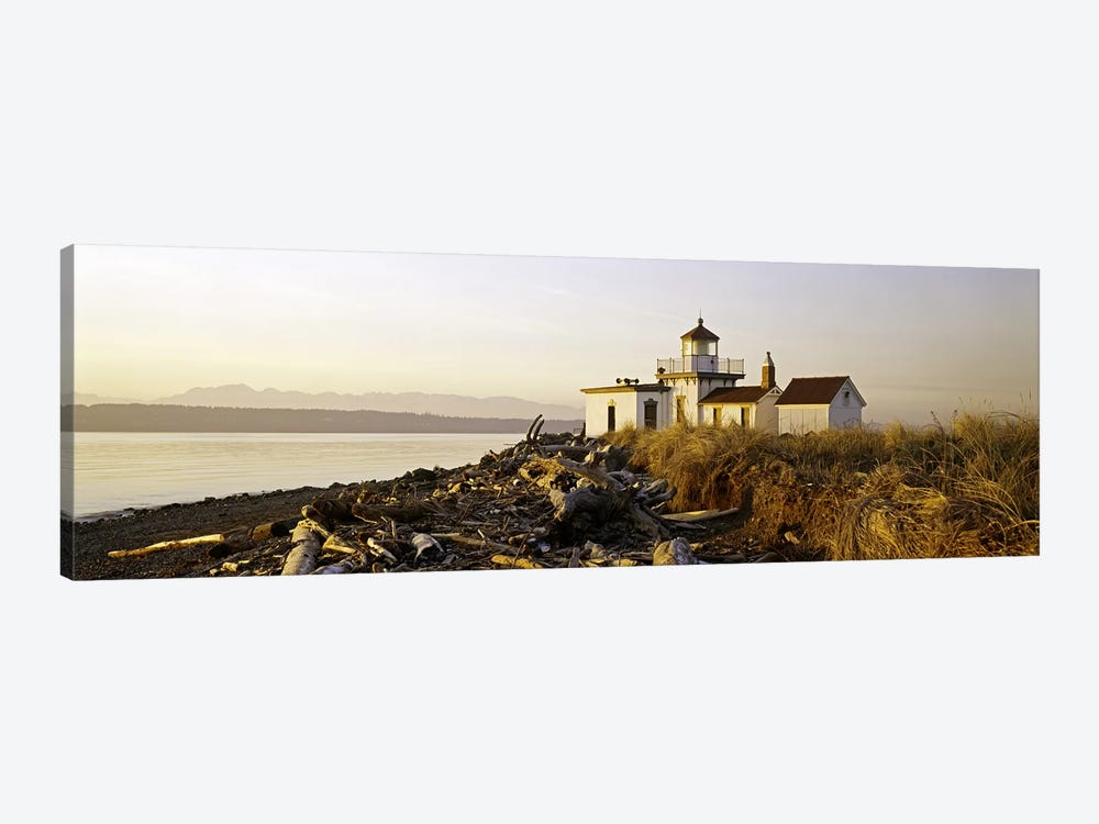 Lighthouse on the beach, West Point Lighthouse, Seattle, King County, Washington State, USA by Panoramic Images 1-piece Canvas Artwork