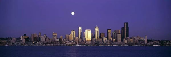 Seattle: Skyscrapers at the waterfront, Elliott Bay, Seattle, King County, Washington State, USA by Panoramic Images