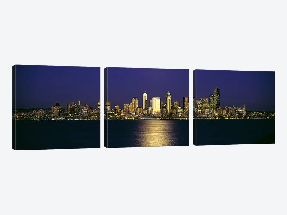 Skyscrapers at the waterfront, Elliott Bay, Seattle, King County, Washington State, USA #2 by Panoramic Images 3-piece Art Print