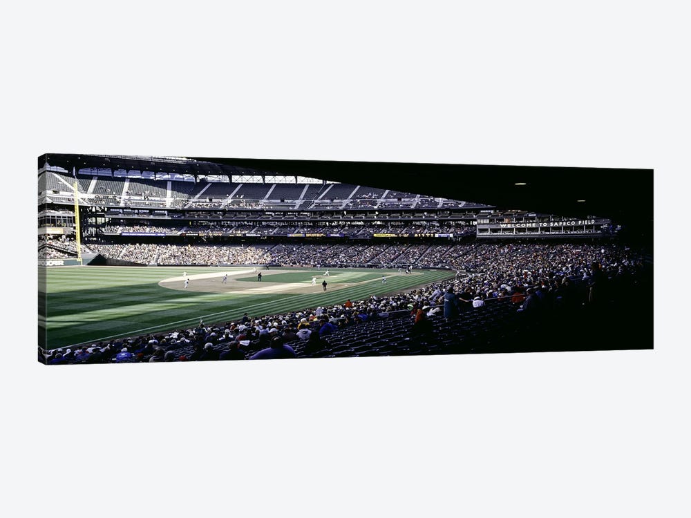 Baseball players playing baseball in a stadium, Safeco Field, Seattle, King County, Washington State, USA by Panoramic Images 1-piece Canvas Print