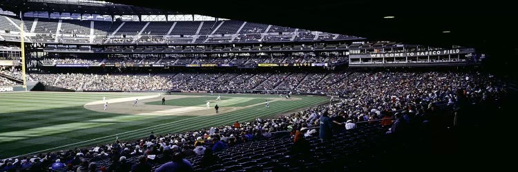 Baseball players playing baseball in a stadium, Safeco Field, Seattle, King County, Washington State, USA