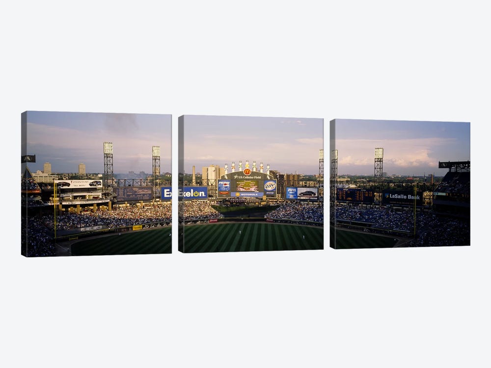 High angle view of spectators in a stadium, U.S. Cellular Field, Chicago, Illinois, USA by Panoramic Images 3-piece Canvas Art