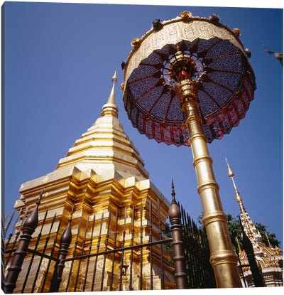 Golden Chedi, Wat Phrathat Doi Suthep, Chiang Mai Province, Thailand Canvas Art Print - Asian Culture