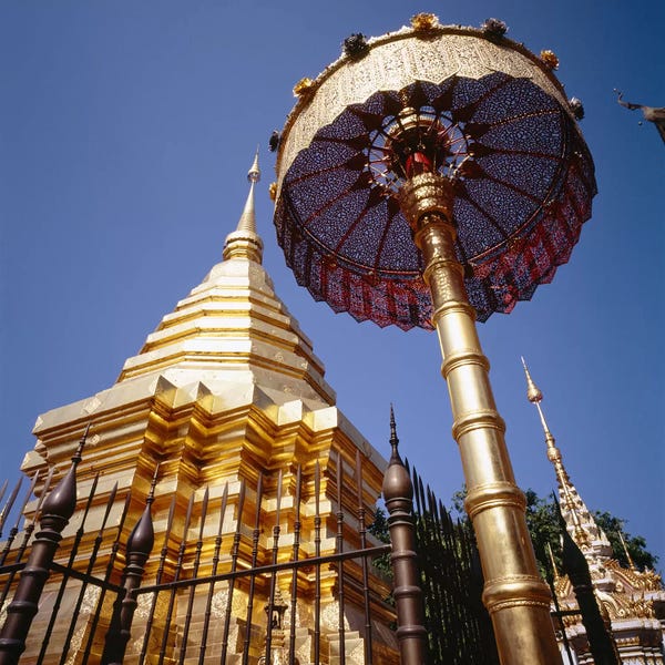 Yoga: Golden Chedi, Wat Phrathat Doi Suthep, Chiang Mai Province, Thailand by Panoramic Images