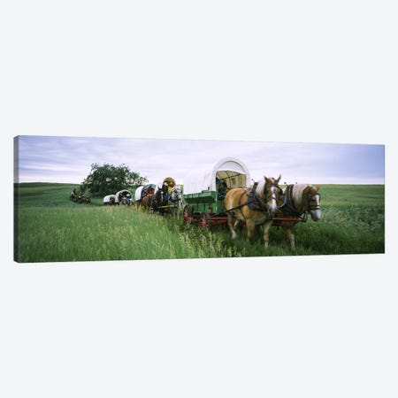 Historical reenactment, Covered wagons in a field, North Dakota, USA Canvas Print #PIM6386} by Panoramic Images Canvas Art