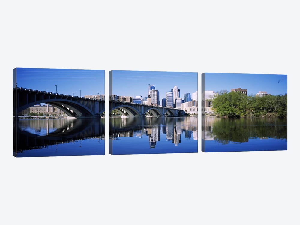 Arch bridge across a riverMinneapolis, Hennepin County, Minnesota, USA by Panoramic Images 3-piece Canvas Art
