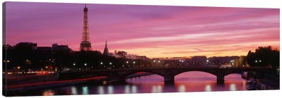 Fuchsia Sunset, Paris, Ile-de-France, France Canvas Art Print - Industrial Art