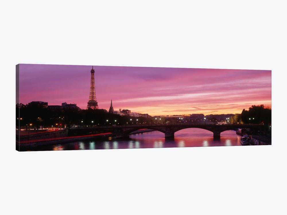 Fuchsia Sunset, Paris, Ile-de-France, France by Panoramic Images 1-piece Canvas Print