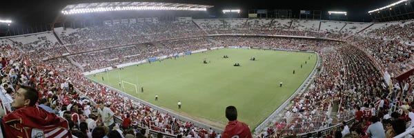 Seville: Crowd in a stadium, Sevilla FC, Estadio Ramon Sanchez Pizjuan, Seville, Seville Province, Andalusia, Spain by Panoramic Images
