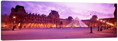 Napolean Courtyard At Dusk, Palais du Louvre, Paris, Ile-de-France, France Canvas Art Print - Paris Photography