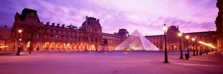 Napolean Courtyard At Dusk, Palais du Louvre, Paris, Ile-de-France, France