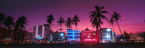 Urban: Hotels Illuminated At NightSouth Beach Miami, Florida, USA by Panoramic Images