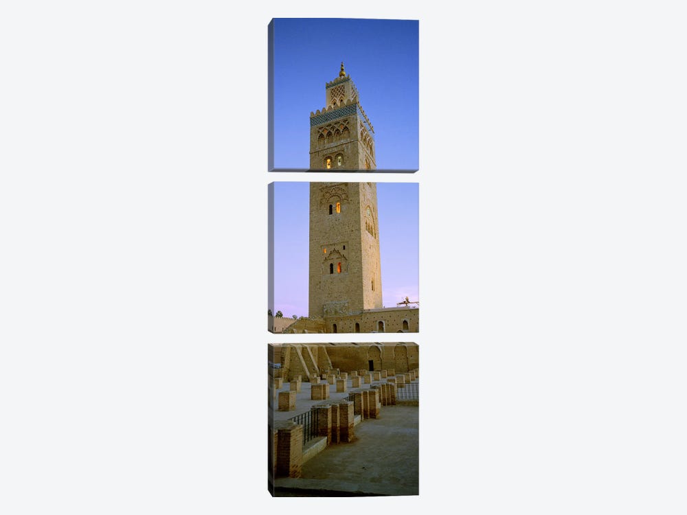 Low angle view of a minaret, Koutoubia Mosque, Marrakech, Morocco by Panoramic Images 3-piece Canvas Print