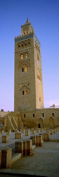 Morocco: Low angle view of a minaret, Koutoubia Mosque, Marrakech, Morocco by Panoramic Images