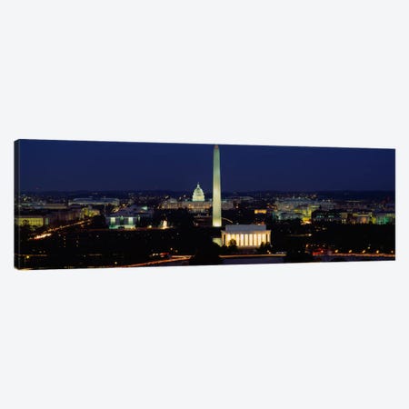 Buildings Lit Up At NightWashington Monument, Washington DC, District of Columbia, USA Canvas Print #PIM641} by Panoramic Images Canvas Artwork