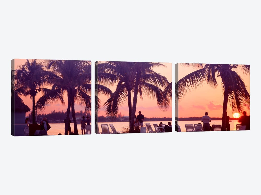 Sunset on the beach, Miami Beach, Florida, USA by Panoramic Images 3-piece Canvas Wall Art