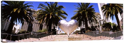 Low angle view of a heart shape sculpture on the steps, Union Square, San Francisco, California, USA Canvas Art Print - Palm Tree Art