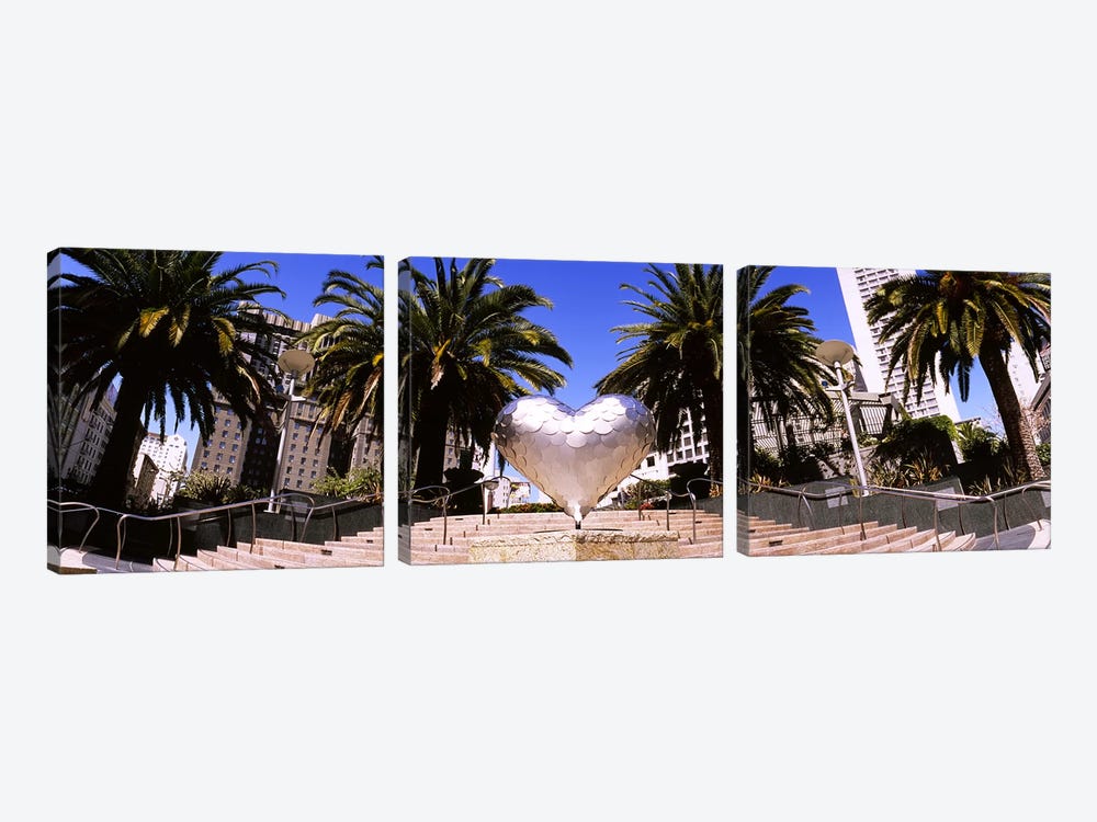 Low angle view of a heart shape sculpture on the steps, Union Square, San Francisco, California, USA by Panoramic Images 3-piece Canvas Artwork