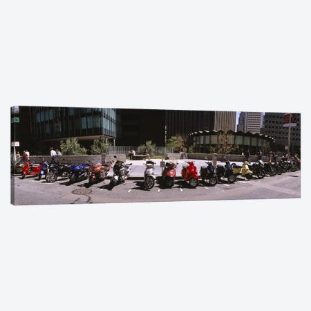 Scooters and motorcycles parked on a street, San Francisco, California, USA Canvas Print #PIM6436} by Panoramic Images Canvas Artwork