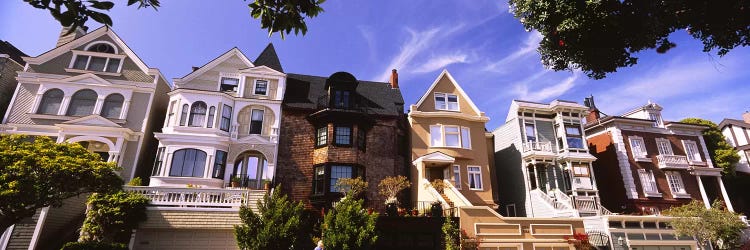 Low angle view of houses in a row, Presidio Heights, San Francisco, California, USA