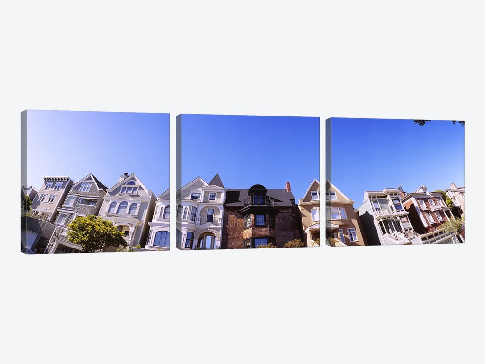Low angle view of houses in a row, Presidio Heights, San Francisco, California, USA #2 by Panoramic Images 3-piece Canvas Wall Art