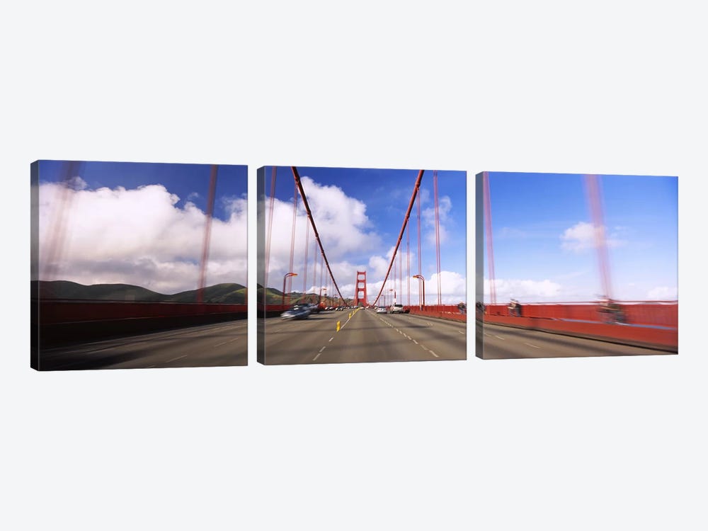 Cars on a bridge, Golden Gate Bridge, San Francisco, California, USA by Panoramic Images 3-piece Art Print