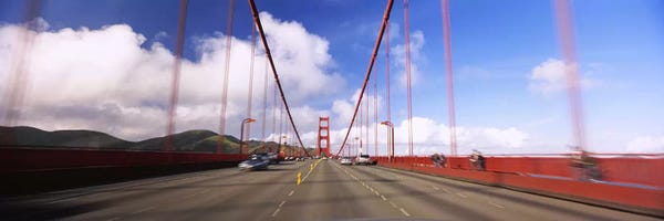 Golden Gate Bridge: Cars on a bridge, Golden Gate Bridge, San Francisco, California, USA by Panoramic Images