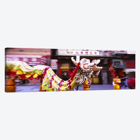 Group of people performing dragon dancing on a road, Chinatown, San Francisco, California, USA Canvas Print #PIM6441} by Panoramic Images Canvas Art
