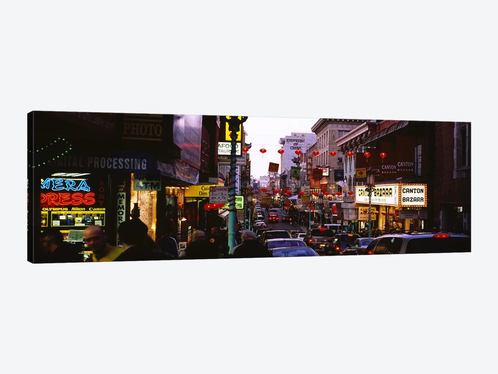 Traffic on a road, Grant Avenue, Chinatown, San Francisco, California, USA by Panoramic Images 1-piece Canvas Print