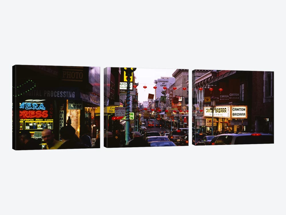 Traffic on a road, Grant Avenue, Chinatown, San Francisco, California, USA by Panoramic Images 3-piece Art Print