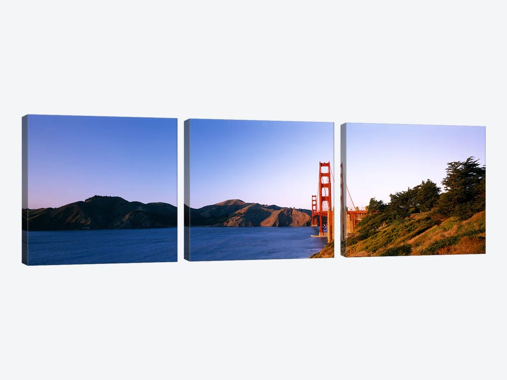 Suspension bridge across the sea, Golden Gate Bridge, San Francisco, California, USA #3 by Panoramic Images 3-piece Canvas Print