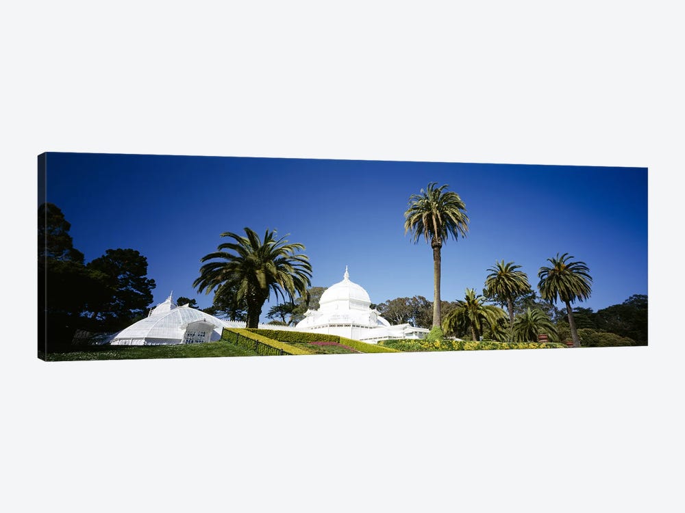 Low angle view of a building in a formal garden, Conservatory of Flowers, Golden Gate Park, San Francisco, California, USA by Panoramic Images 1-piece Canvas Artwork