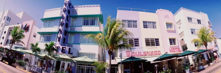 Low angle view of buildings in a city, Miami Beach, Florida, USA